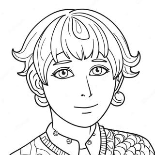 Saiki K with Colorful Hair Coloring Page | Saiki K 塗色頁