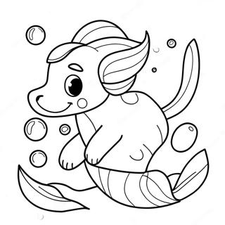 Playful Mermaid Dog Underwater Scene Coloring Page | Mermaid Dog 塗色頁