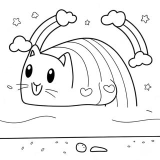 Nyan Cat with Rainbow Trail Coloring Page | Nyan Cat 塗色頁