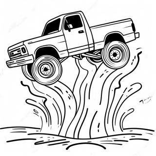 Monster Mud Truck Splashing Through Puddles Coloring Page | Mud Truck Off Road 塗色頁