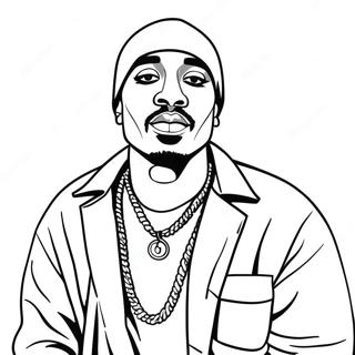 Tupac in a Stylish Outfit Coloring Page | Tupac 塗色頁