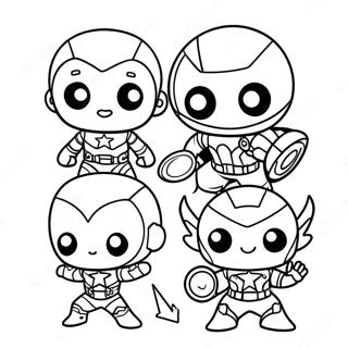 Cute Chibi Avengers Team Coloring Page | Cute Chibi Avengers 塗色頁