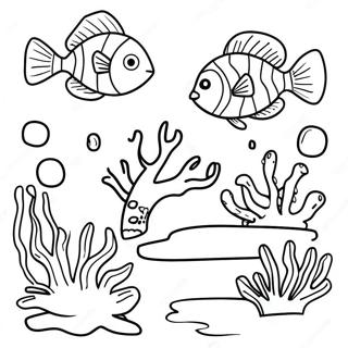 Colorful Coral Reef Coloring Page | Underwater Ocean 塗色頁