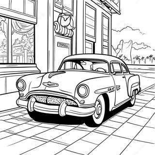 1950's Retro Car Coloring Page | 1950's Retro 塗色頁