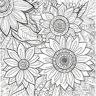 Intricate Bohemian Sunflower Design Coloring Page | Bohemian Sunflower for Adults 塗色頁