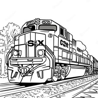 Colorful CSX Freight Train Coloring Page | CSX Train 塗色頁