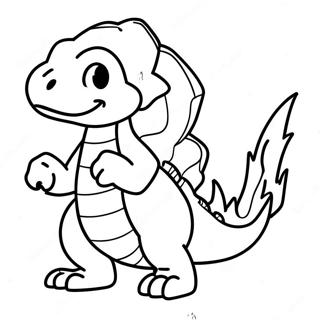 Charmeleon Breathing Fire Coloring Page | Charmeleon 塗色頁