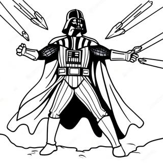 Darth Vader in Battle Coloring Page | Star Wars Logo 塗色頁