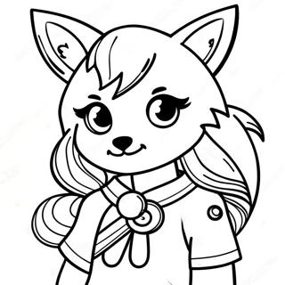 Adventurous Fox Anime Girl Coloring Page | Fox Anime Girl 塗色頁