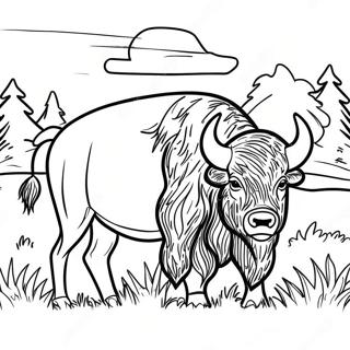 Majestic Bison in Yellowstone Coloring Page | Yellowstone 塗色頁