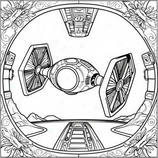 Detailed Tie Fighter Space Battle Coloring Page