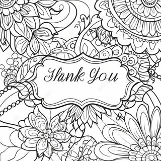 Elegant Thank You Cards Coloring Page | Thank You for Adults 塗色頁