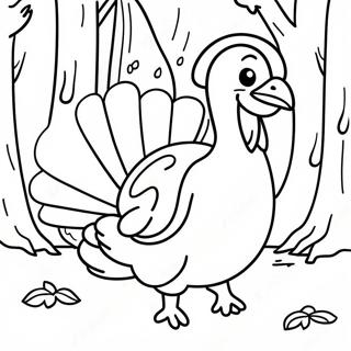 Realistic Turkey in Forest Coloring Page | Turkey Hunting 塗色頁