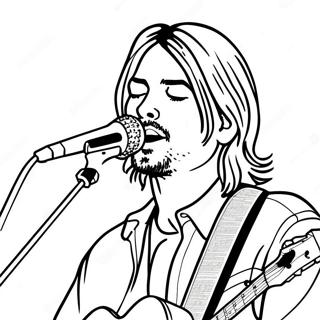 Kurt Cobain Singing Coloring Page | Nirvana 塗色頁