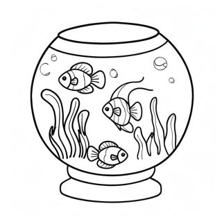 Fish Bowl with Colorful Fish Coloring Page | Fish Bowl 塗色頁