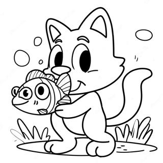 Big the Cat with Fish Coloring Page | Big the Cat Sonic 塗色頁