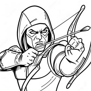Green Arrow Shooting Bow Coloring Page | Green Arrow 塗色頁
