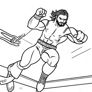 Seth Rollins High-Flying Action Coloring Page | Seth Rollins WWE 塗色頁