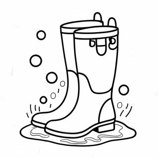 Colorful Rain Boots in Puddle Coloring Page | Rain Boots 塗色頁