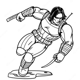 Winter Soldier Action Pose Coloring Page | Winter Soldier 塗色頁