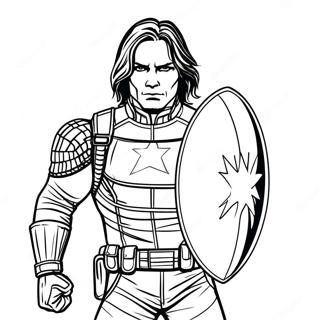Winter Soldier with Shield Coloring Page | Winter Soldier 塗色頁