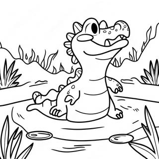 Angry Crocodile in the Swamp Coloring Page | Scary Crocodile 塗色頁
