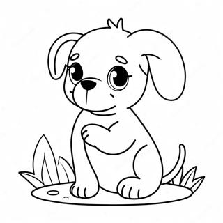 Cute Puppy Playing Coloring Page | Pets 塗色頁