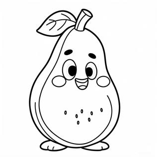Cute Cartoon Pear Coloring Page | Pear 塗色頁