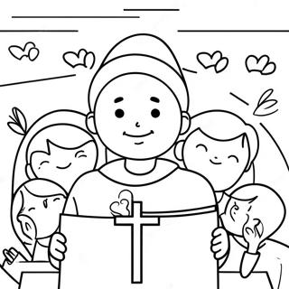 Joyful Catholic Students Coloring Page | Catholic Schools Week 塗色頁