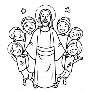 Joyful Jesus with Children Coloring Page | Jesus StoryPages Bible 塗色頁