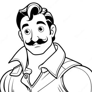 Gaston with His Iconic Mustache Coloring Page | Gaston 塗色頁