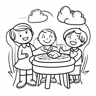 Joyful Children Giving Thanks Coloring Page | Give Thanks to the Lord 塗色頁