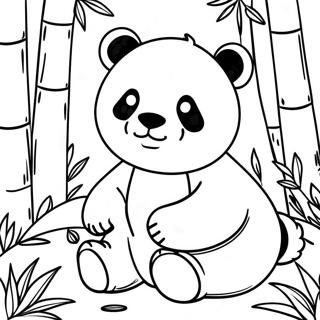 Cute Panda Among Bamboo Coloring Page | Bamboo 塗色頁