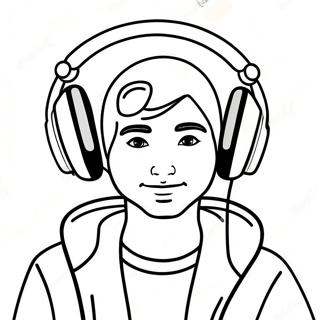 Cool DJ with Headphones Coloring Page