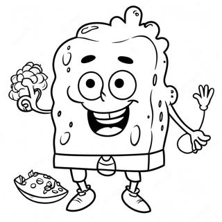 SpongeBob with Turkey Coloring Page | SpongeBob Thanksgiving 塗色頁