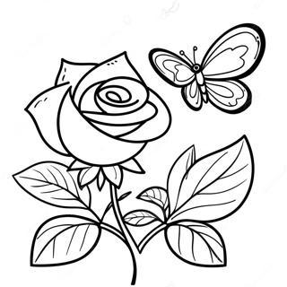 Rose and Butterfly Coloring Page | Rose and Butterfly 塗色頁