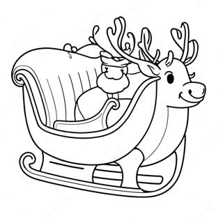 Santa Sleigh Coloring Page | Santa Sleigh and Reindeer 塗色頁