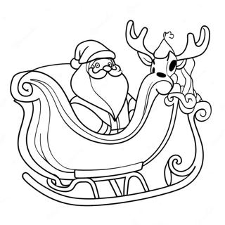 Festive Santa Sleigh and Reindeer Coloring Page | Santa Sleigh and Reindeer 塗色頁