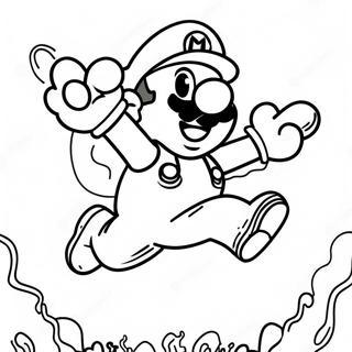 Fire Mario Jumping Over Enemies Coloring Page | Fire Mario 塗色頁