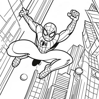 Spider-Man Swinging Through the City Coloring Page | Spectacular Spider Man 塗色頁