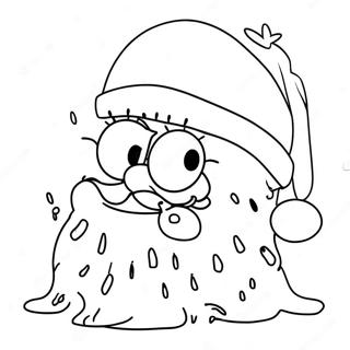 Festive SpongeBob with Santa Hat Coloring Page | Christmas SpongeBob 塗色頁