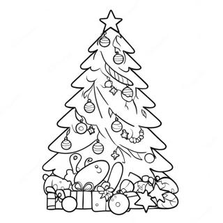Festive Christmas Tree with Ornaments Coloring Page | Christmas Food 塗色頁