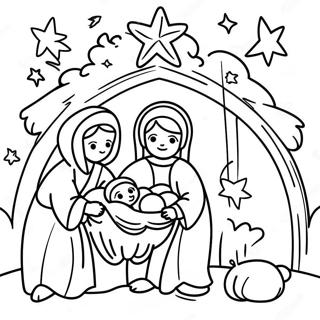 Joyful Nativity Scene Coloring Page | Christmas Bible Verse 塗色頁