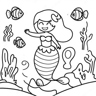 Colorful Coral Reef Little Mermaid Coloring Page