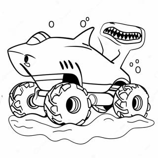 Ferocious Shark Monster Truck Coloring Page