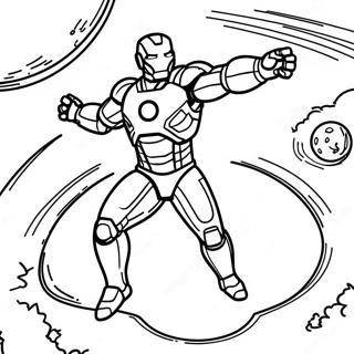 Iron Man in Space Coloring Page