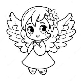 Cute Anime Angel with Big Wings Coloring Page | Anime Angel 塗色頁