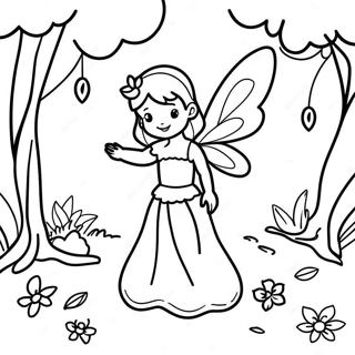 Beautiful Realistic Fairy in Enchanted Forest Coloring Page | Beautiful Realistic Fairy 塗色頁