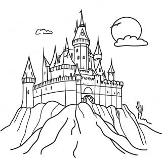Dracula's Spooky Castle Coloring Page