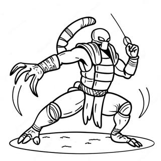 Scorpion in Battle Stance Coloring Page | Mortal Kombat 塗色頁